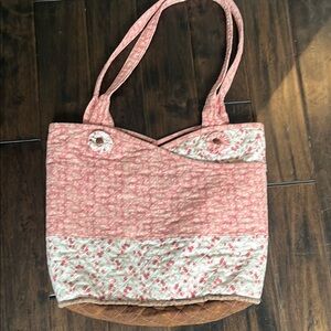 Floral Pink and Cream Tote Bag